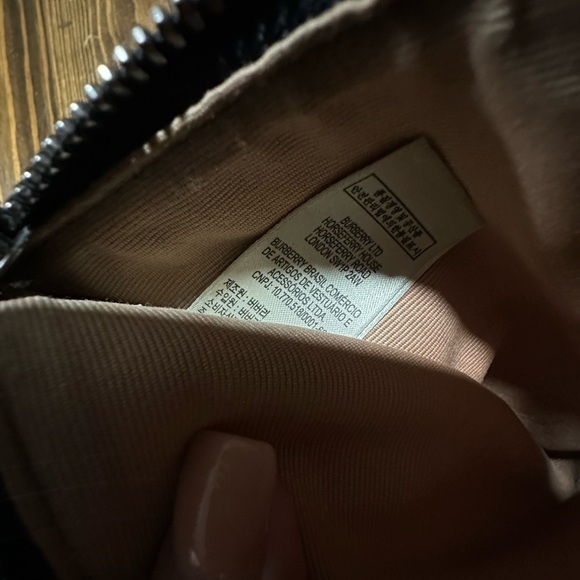 Burberry London Check Canvas Zip Pouch with Black Patent Trim - Picture 10 of 11